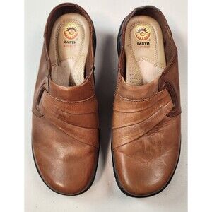 Earth Spirit Jenna Brown Leather Clogs Slip On Shoes Women's Size 8 NWOT